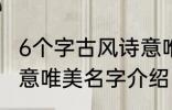 6个字古风诗意唯美名字 6个字古风诗意唯美名字介绍